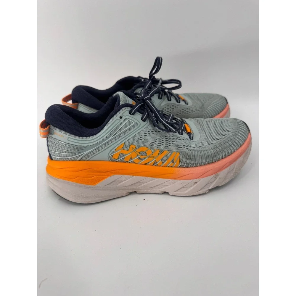 Hoka One One Bondi 7 Running Shoes Women 7 Blue Orange Max Cushion Road Runner